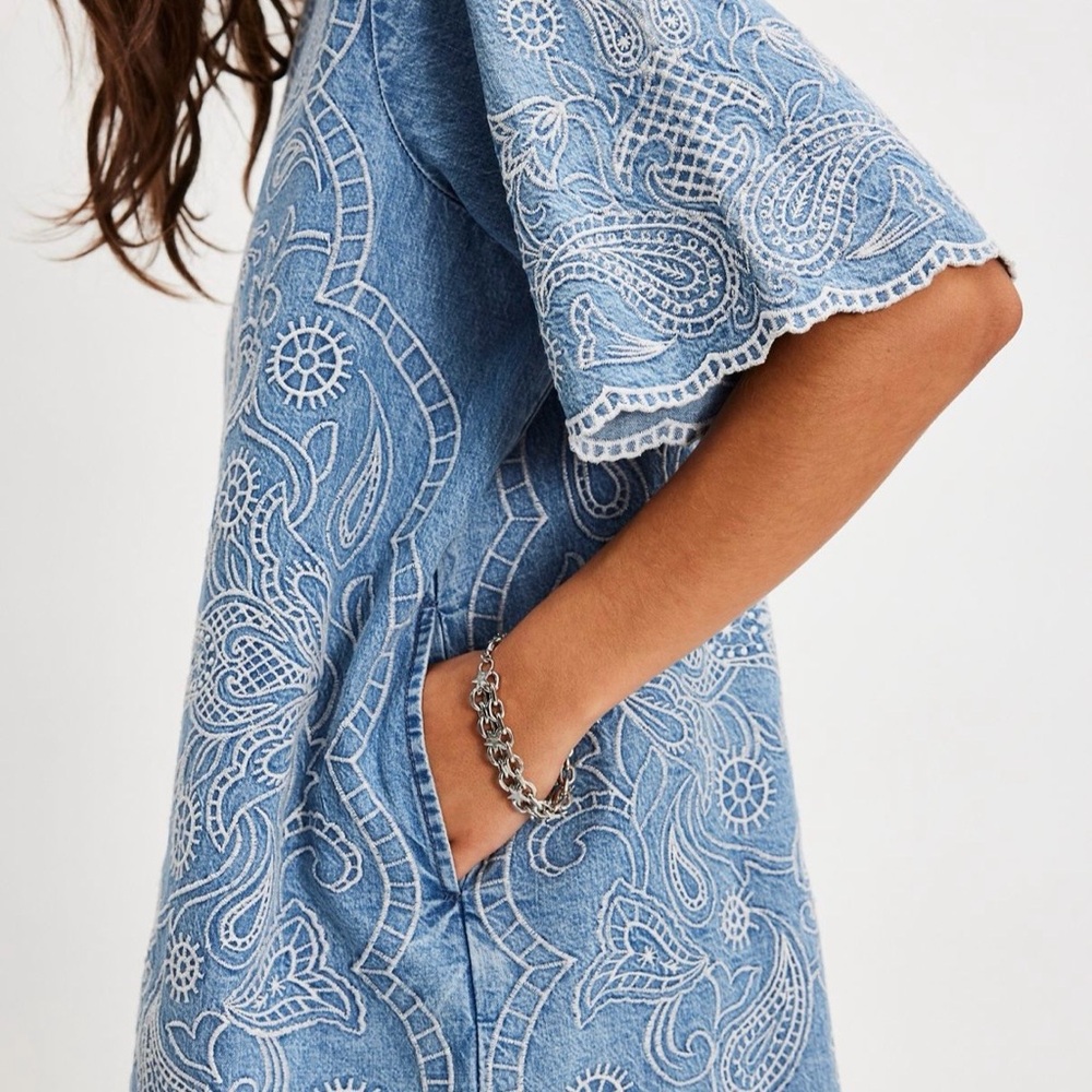 Free People Embroidered Harlow Mini Dress